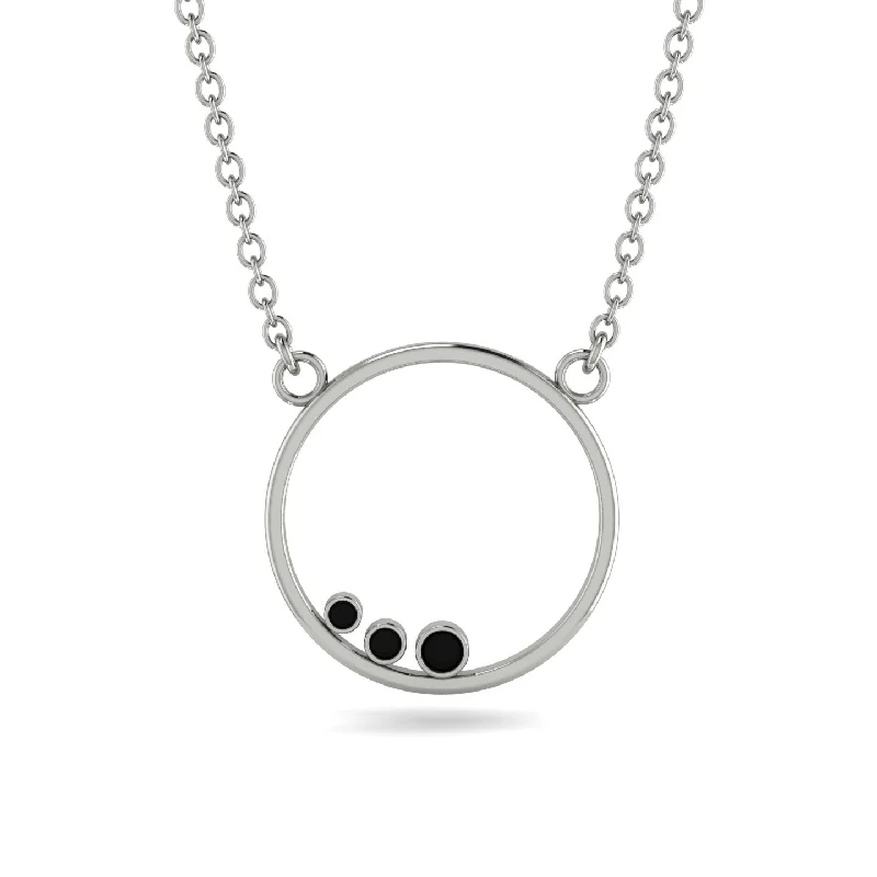 3 Black Diamond Round Necklace - Raina No. 9