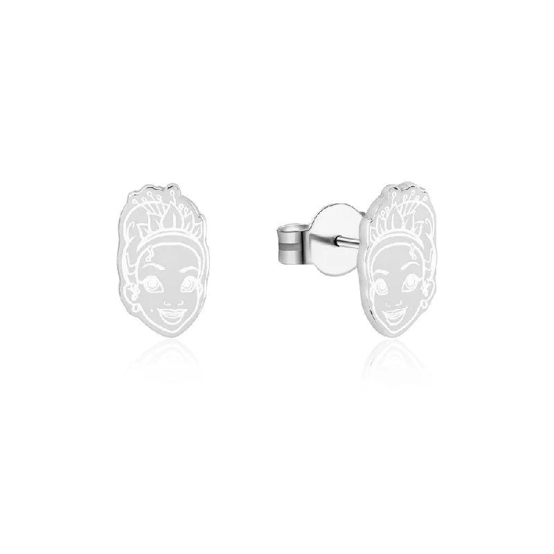 Bold Earrings For Statement Fashion-Disney Princess And The Frog Rhodium Plated Tiana 12mm Stud Earrings