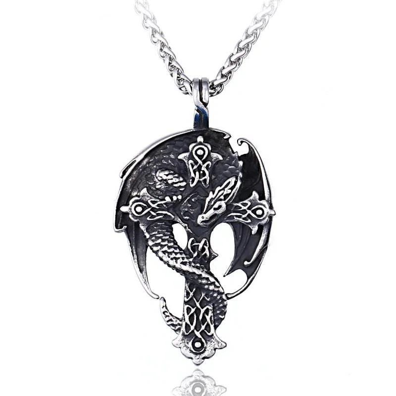 Men's Punk Dragon Axe Necklace