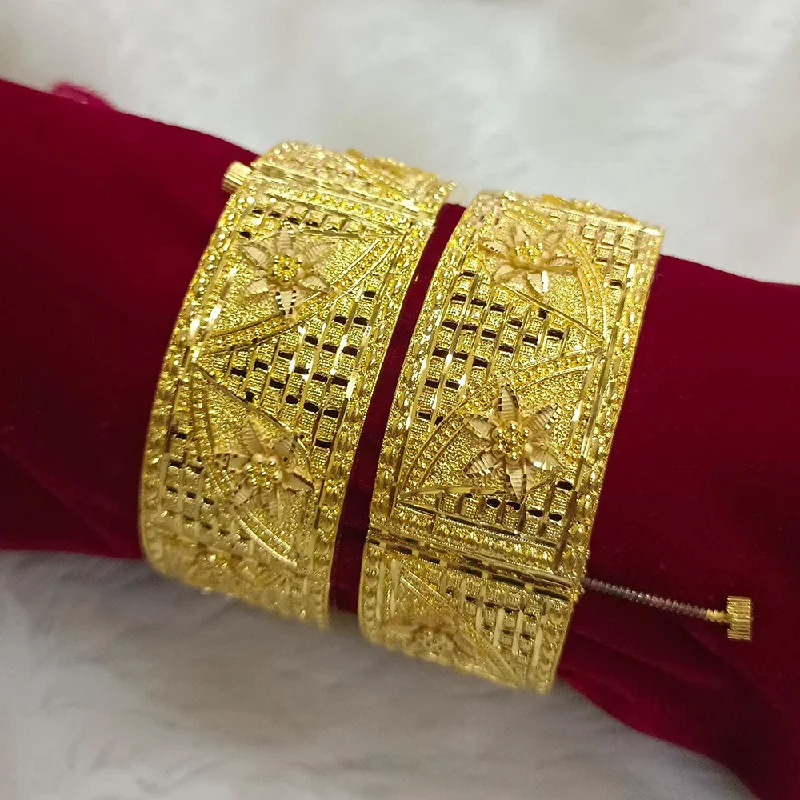 Luxury Pearl-Studded Bangles For Elegant Wear-Pari Art Jewellery Forming Gold Openable Bangles Set