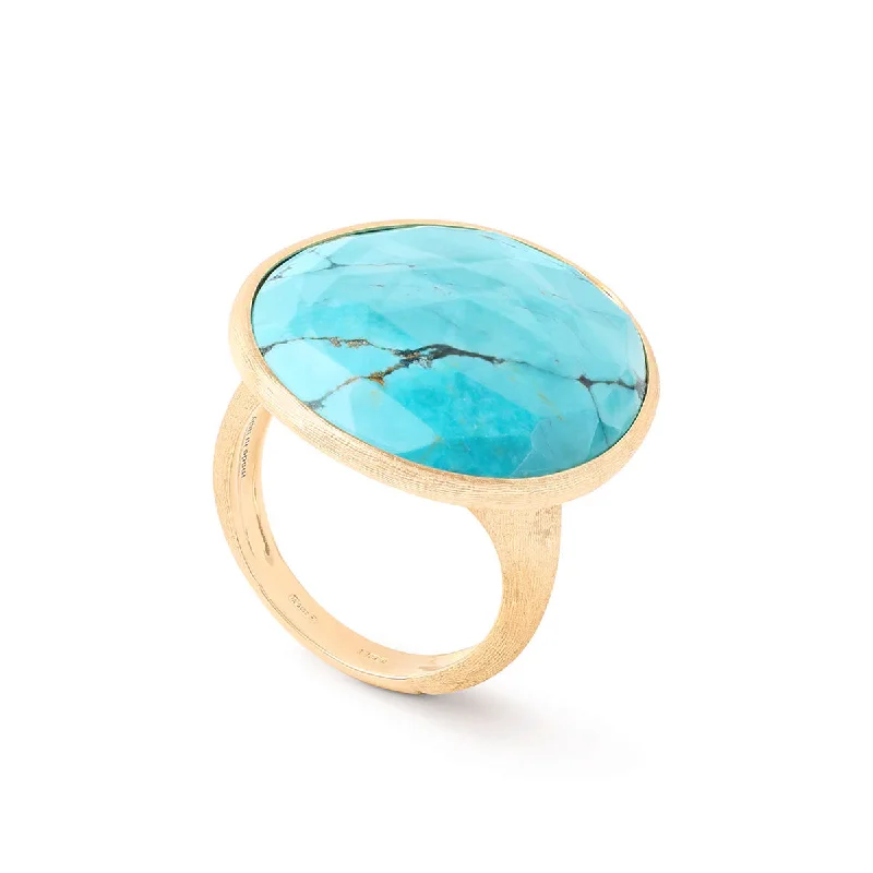 Simple Platinum Rings For Classic Style-18kt Yellow Gold Turquoise Lunaria Collection Cocktail Ring