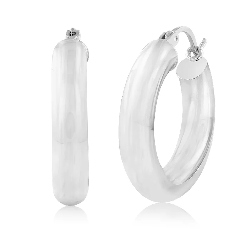 Classic Silver Earrings For Everyday Wear-Sterling Silver Polished  15mm Hoop Earrings