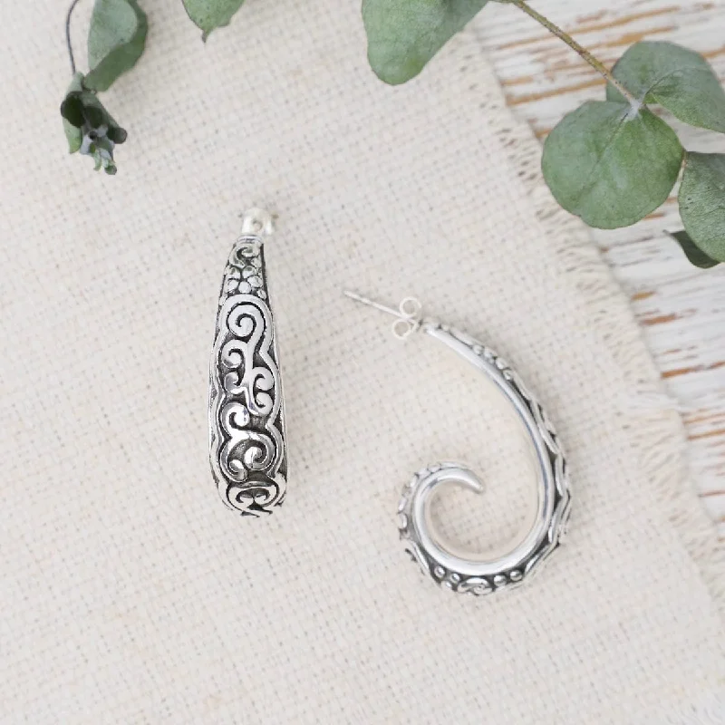 Silver Earrings For Luxurious Glam-Electroform Swirled Post Earrings