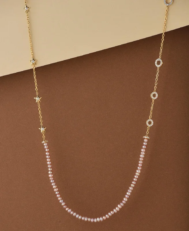 Fashionable Real Pearl Necklace With Stone Studded