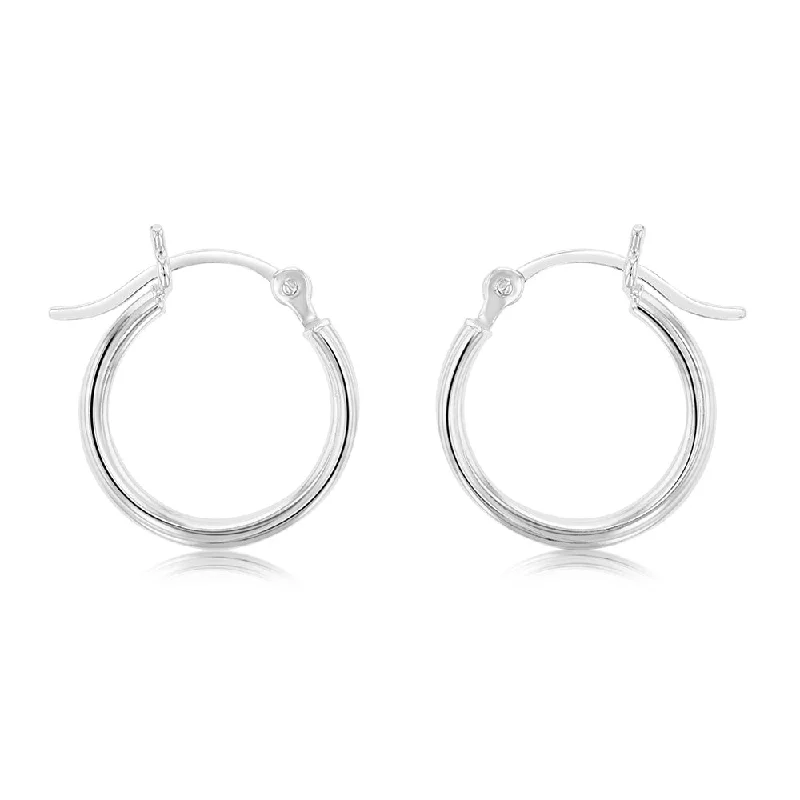 Elegant Hoops Earrings For Modern Fashion-Sterling Silver Ribbed 12mm Hoop Earrings