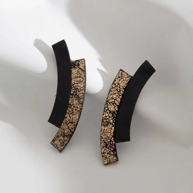 Elegant Drop Earrings For Special Events-Black & Gold Duo Earrings