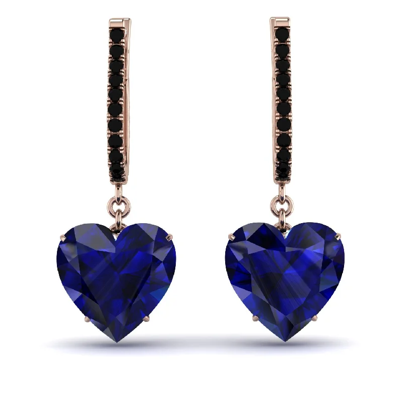 Elegant Gemstone Earrings For Weddings-Heart Sapphire Earrings - Noelle No. 44