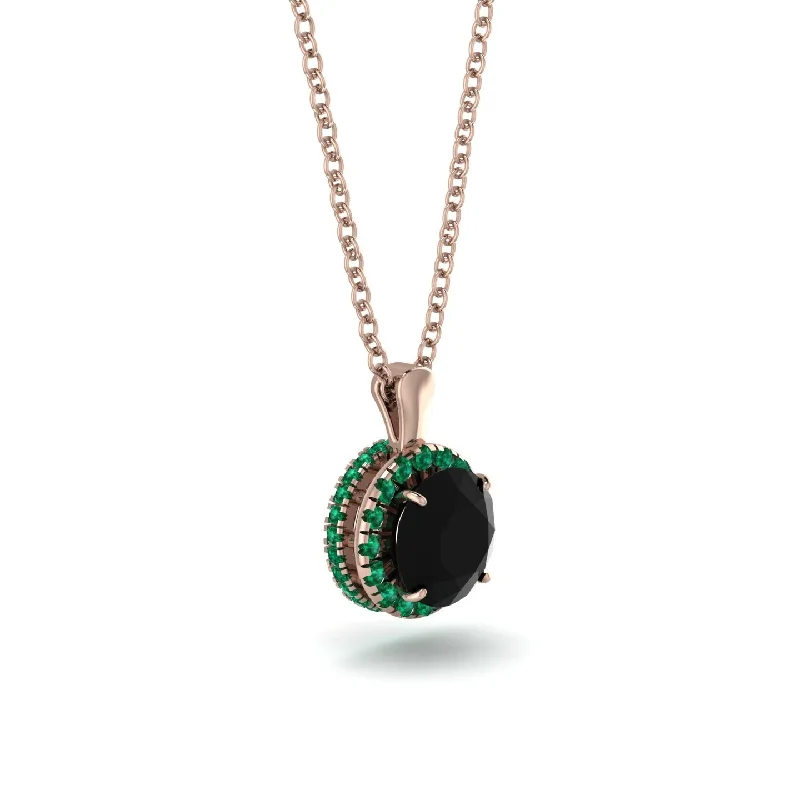 Hidden Halo Black Diamond Necklace - Catalina No. 23