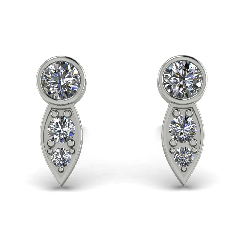 Luxury Beaded Earrings For Evening Wear-Bezel Diamond Earrings In Pear Shaped - Aniya No. 3