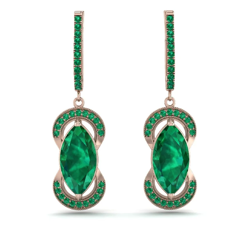 Handmade Crystal Earrings For Unique Glam-Marquise Vintage Emerald Earrings - Marley No. 20