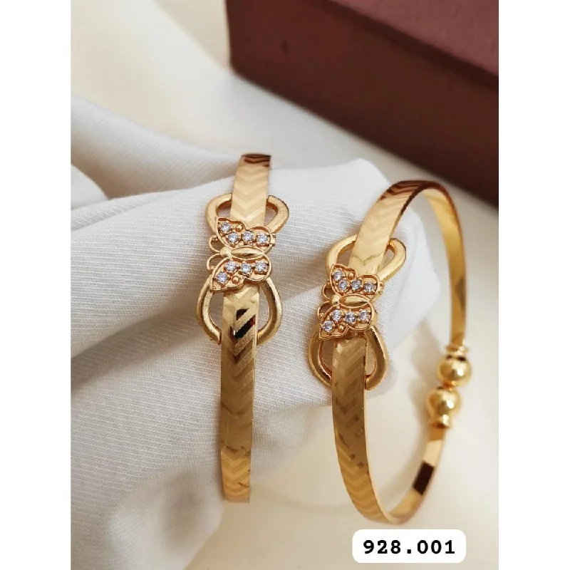 Custom Adjustable Bangles For Comfortable Fit-Akruti Collection Gold Plated Openable Bangle Set