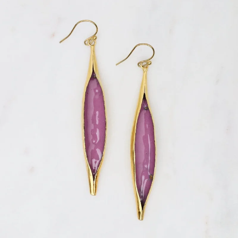 Fashionable Resin Earrings For Bright Styles-Opening Pod Earrings in Violet