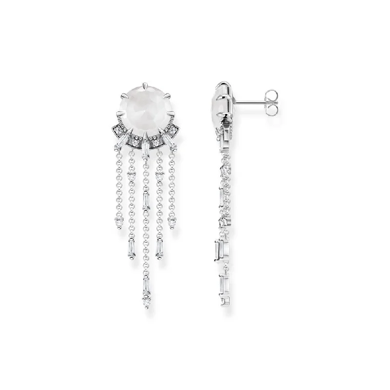 Beautiful Pearl Earrings For Wedding Glam-Thomas Sabo Sterling SilverRise And Shine CZ Chandelier Earrings