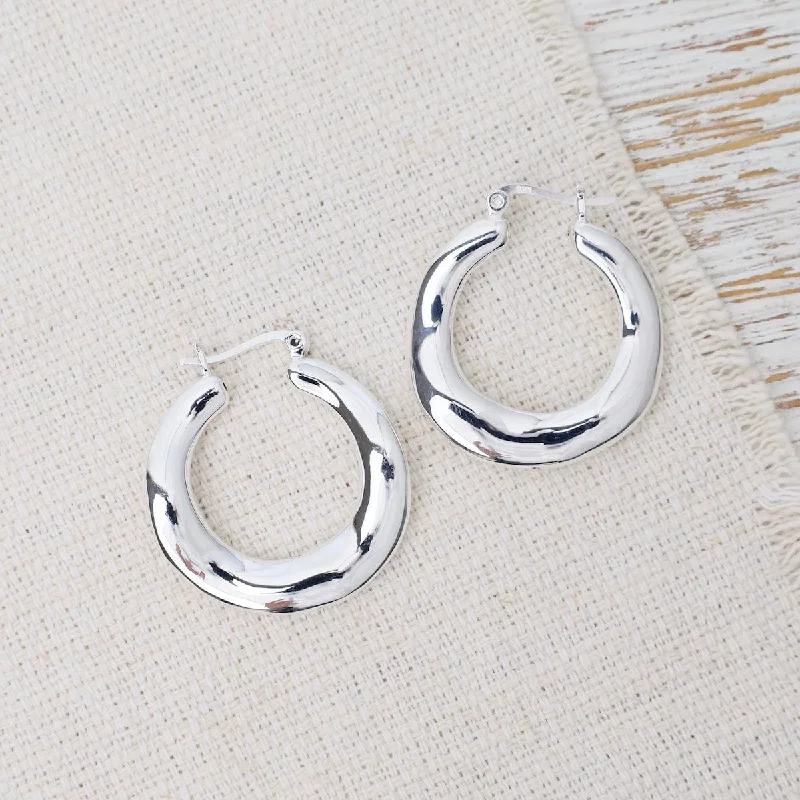 Vintage Drop Earrings For Classic Style-Electroform Wavy Hoop Earrings