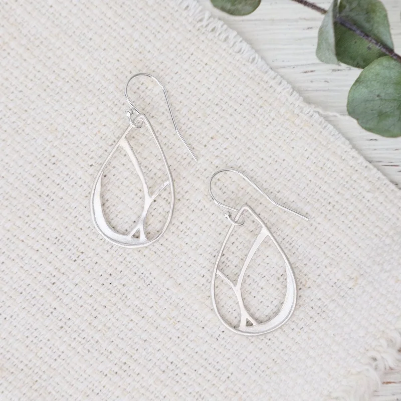 Custom Earrings For Wedding Day Gifts-Petite Teardrop with Tree Silhouette Earrings