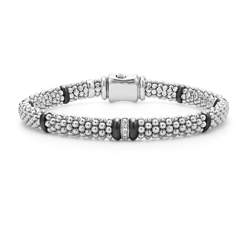 Sparkling Crystal Bracelets For Special Occasions-Single Station Diamond Caviar Bracelet 6mm