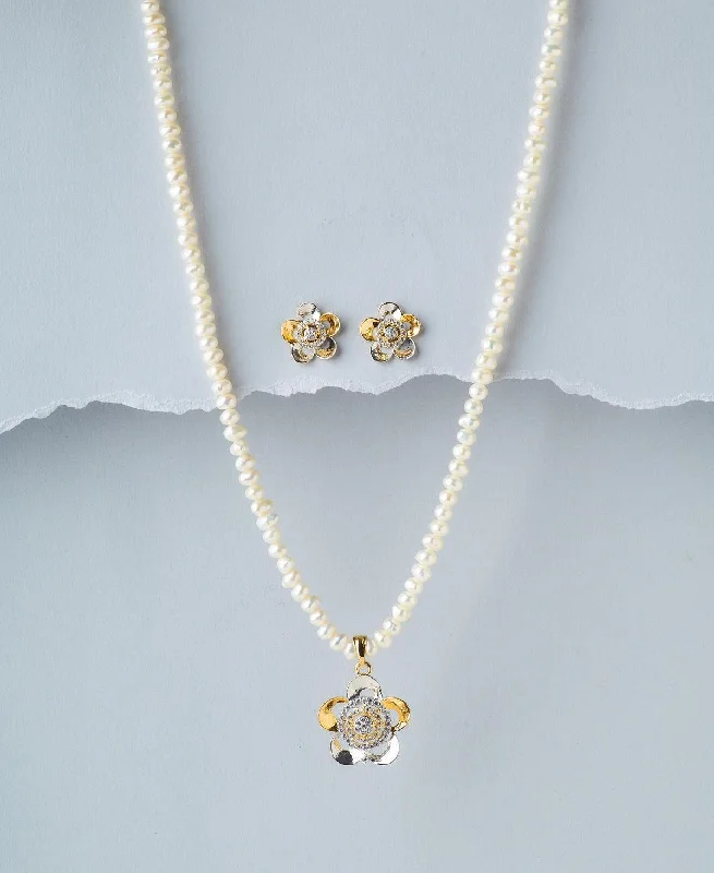 Floral Real Pearl Necklace Set