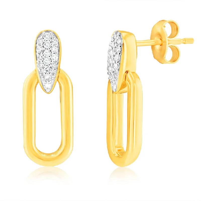 Modern Stud Earrings For Daily Glam-Luminesce lab Grown 1/6 Carat Drop Earrings in 9ct Yellow Gold