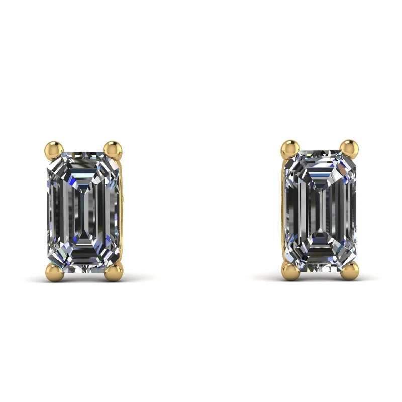 Chic Silver Earrings For Stylish Women-Hidden Diamonds Emerald Cut Diamond Earrings - Angel No. 31