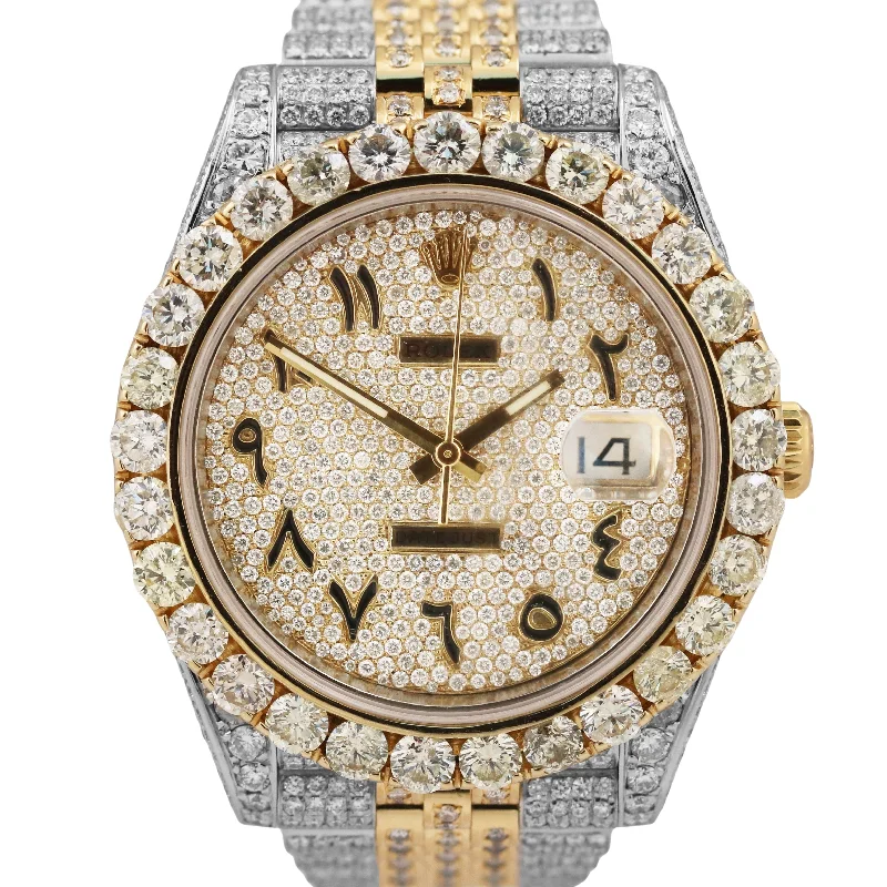 Simple Men’s Watches For Everyday Glam-MINT Rolex DateJust 41 PAVE DIAMOND ARABIC 18K Gold Two-Tone 41mm JUBILEE 126333