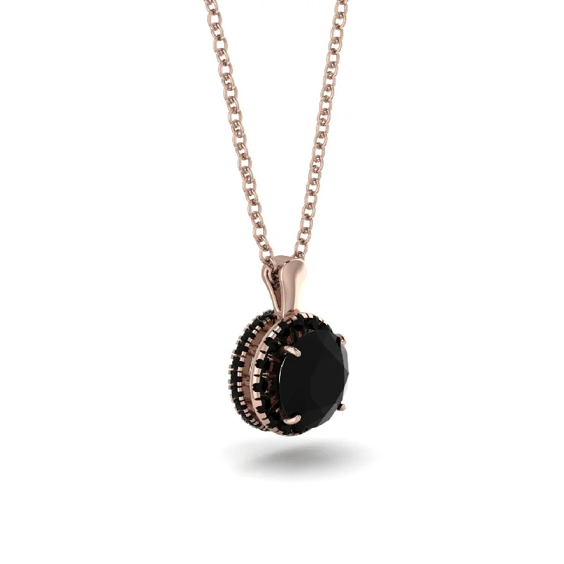 Hidden Halo Black Diamond Necklace - Catalina No. 38