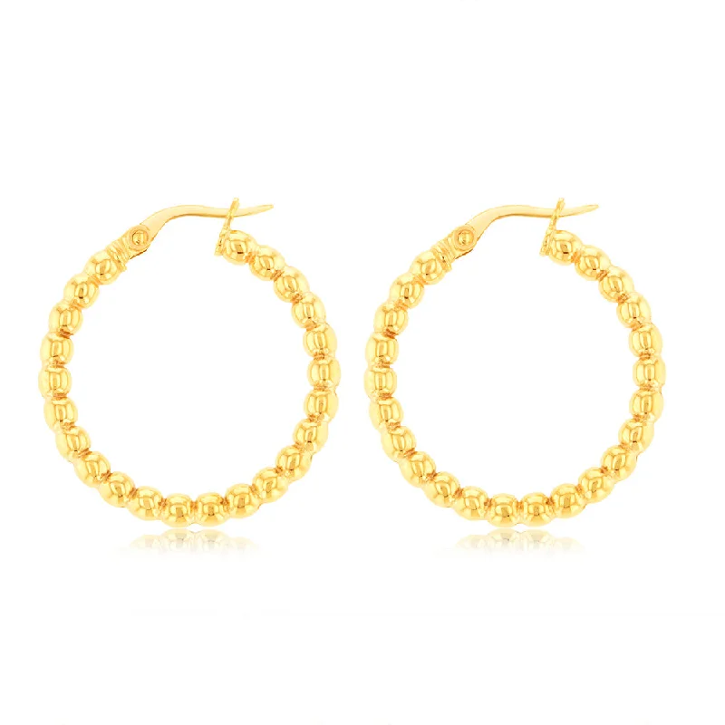 Elegant Gold Earrings For Luxury Fashion-9ct Yellow Gold Bubble 20mm Hoop Earrings