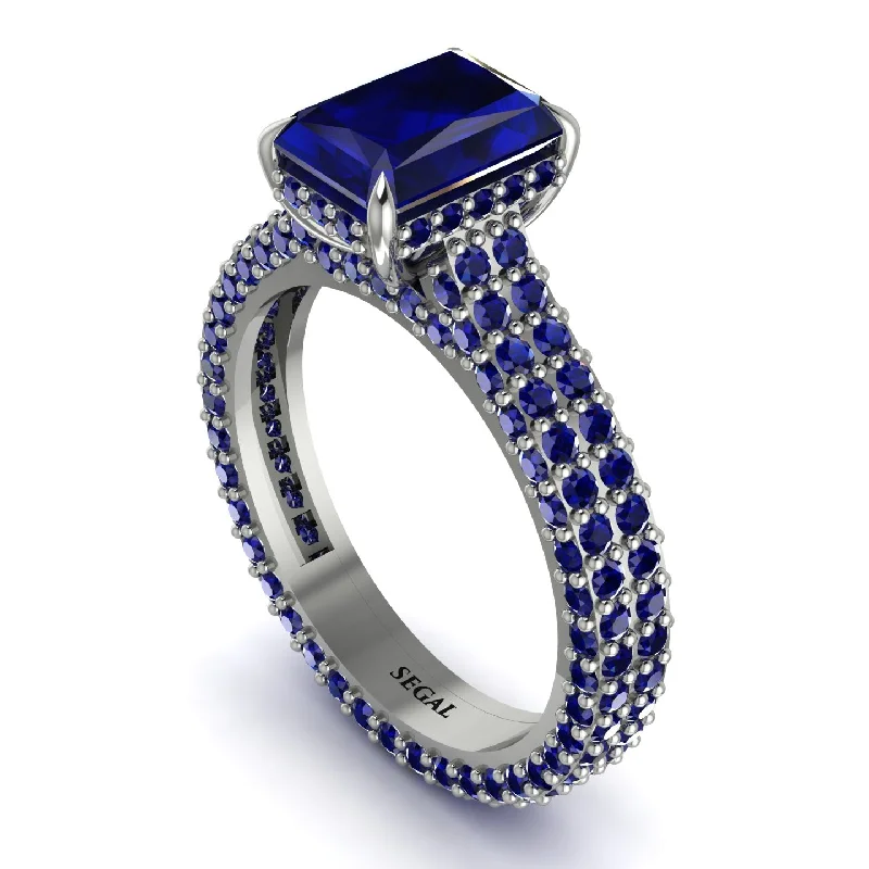 Gorgeous Gemstone Rings For Statement Fashion-Radiant Cut Sapphire Pave Engagement Ring - Kenzie No. 75