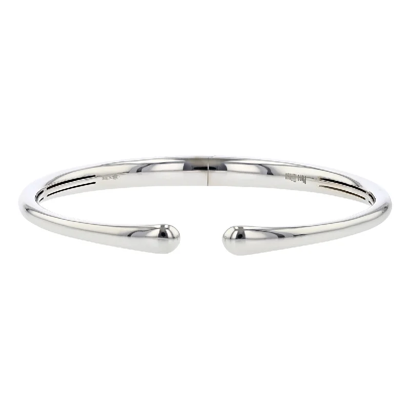 Classic Silver Cuff Bracelets For Timeless Looks-White Gold Hinged Cuff Bracelet