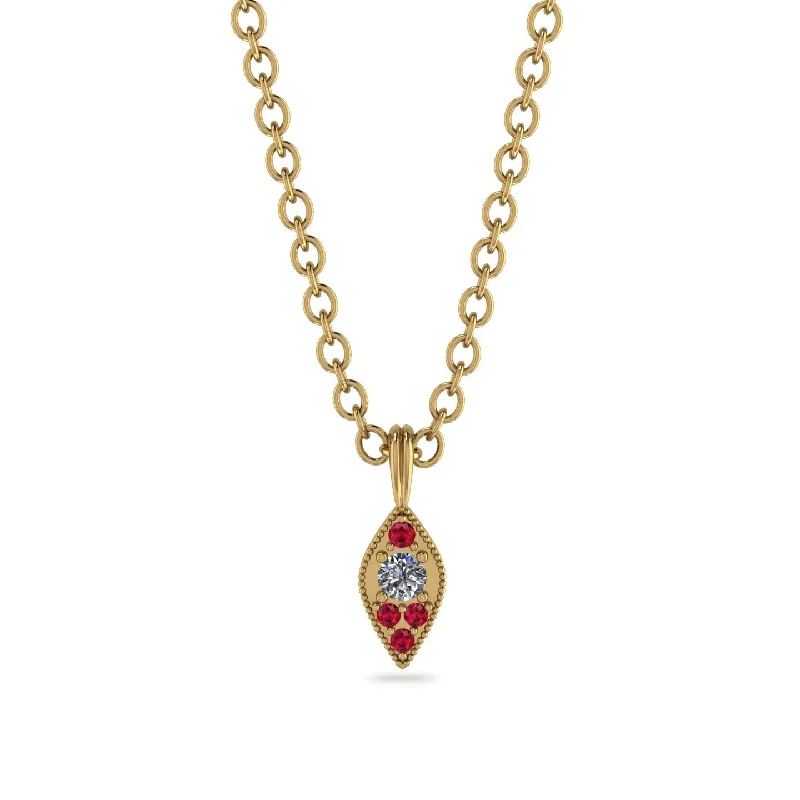 Milgrain Ruby Necklace - Jessie No. 46