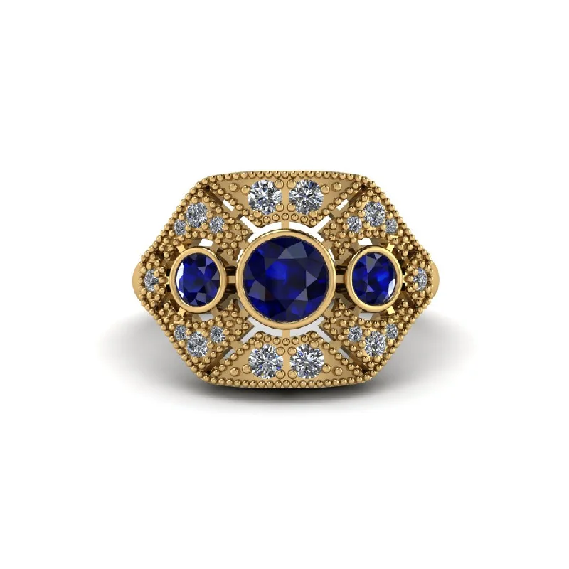 Elegant Engagement Rings For Special Occasions-Sapphire Art Deco Geometric Engagement Ring - Haven No. 13