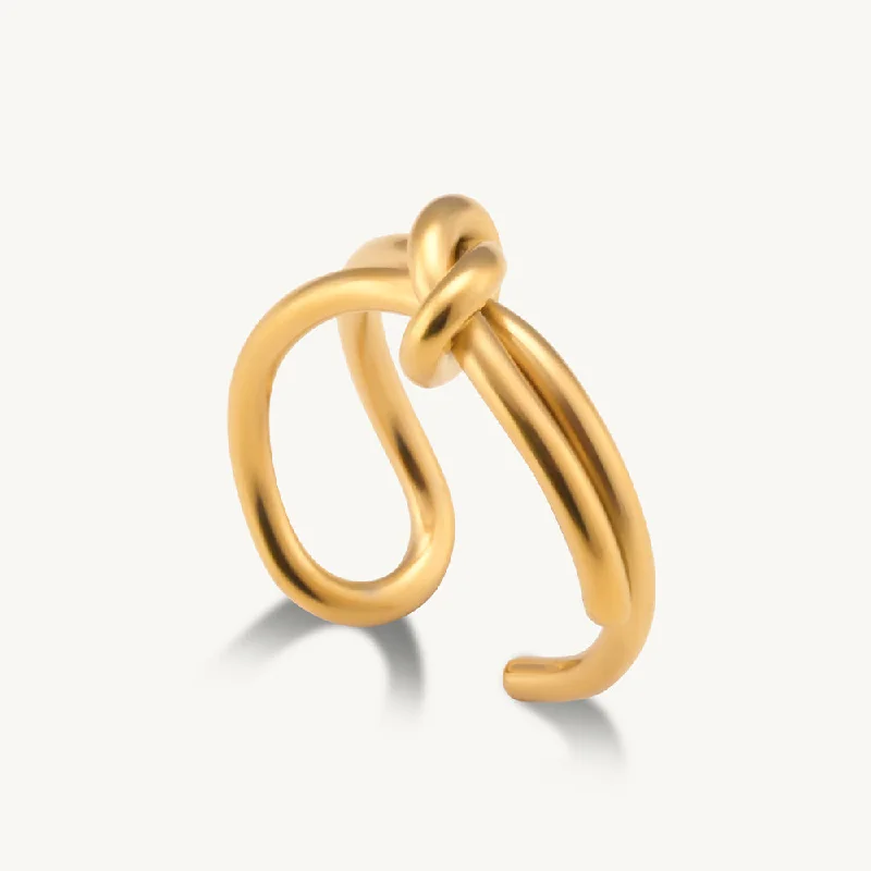 Simple Wedding Rings For Subtle Glam-Golden Embrace Knot Ring