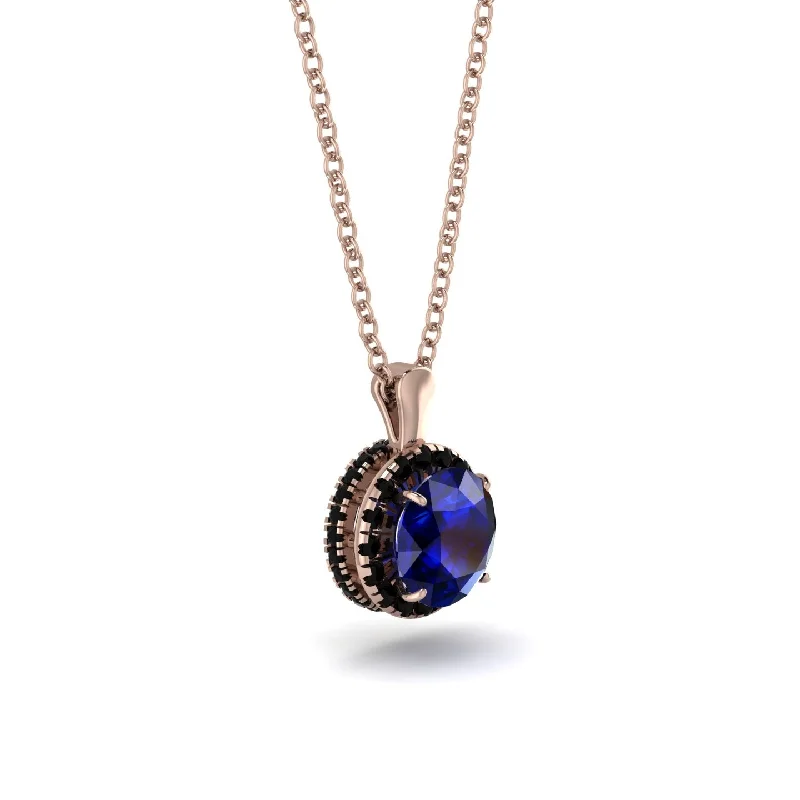 Hidden Halo Sapphire Necklace - Catalina No. 44