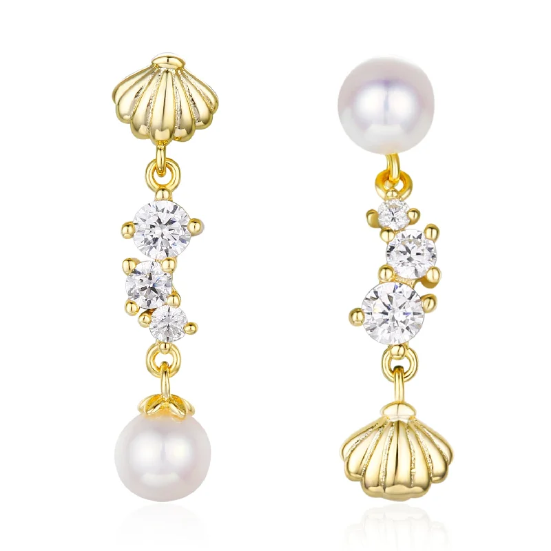 Stunning Gemstone Earrings For Fashion Divas-Pearl Lagoon Earrings (Yellow Gold)