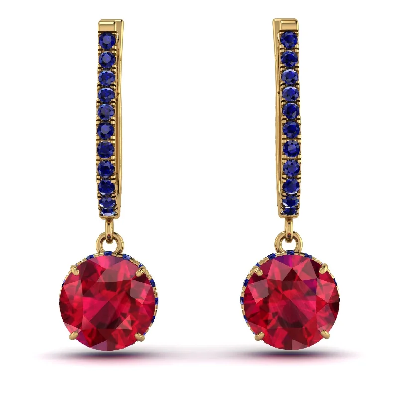 Unique Crystal Earrings For Special Occasions-Ruby Dangle Earrings With Hidden Halo - Adaline No. 70