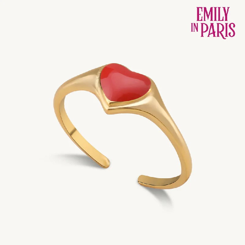 Beautiful Birthstone Rings For Personalized Fashion-Red Heart Ring- 18k Gold Vermeil