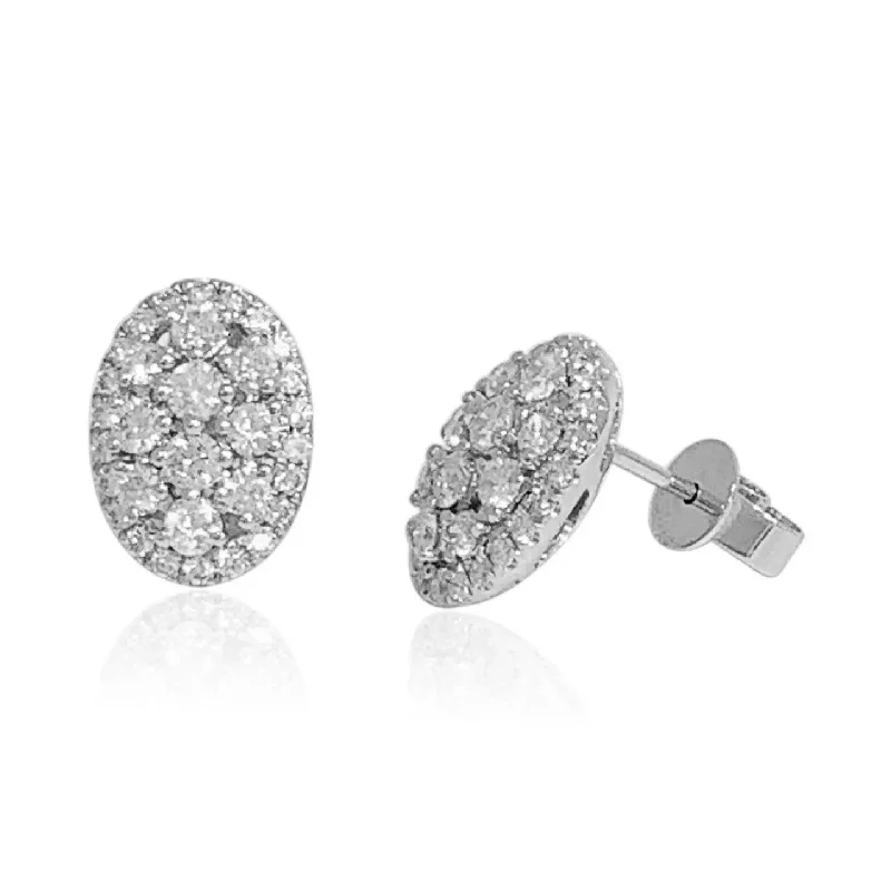 Unique Earrings For Artistic Style-White Gold Diamond Cluster Stud Earrings