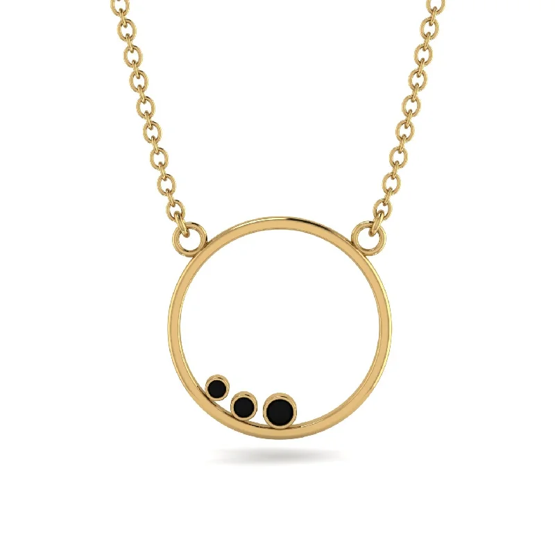 3 Black Diamond Round Necklace - Raina No. 7