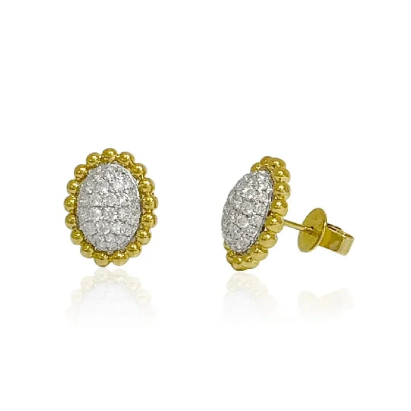 Fashionable Earrings For Casual Outfits-Yellow Gold Diamond Cluster Stud Earrings