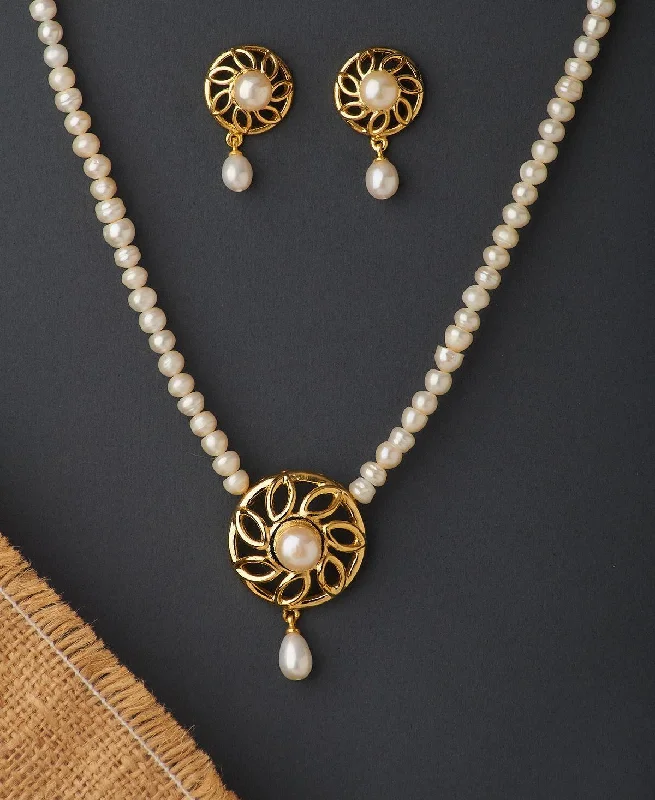 Floral Real Pearl Necklace Set