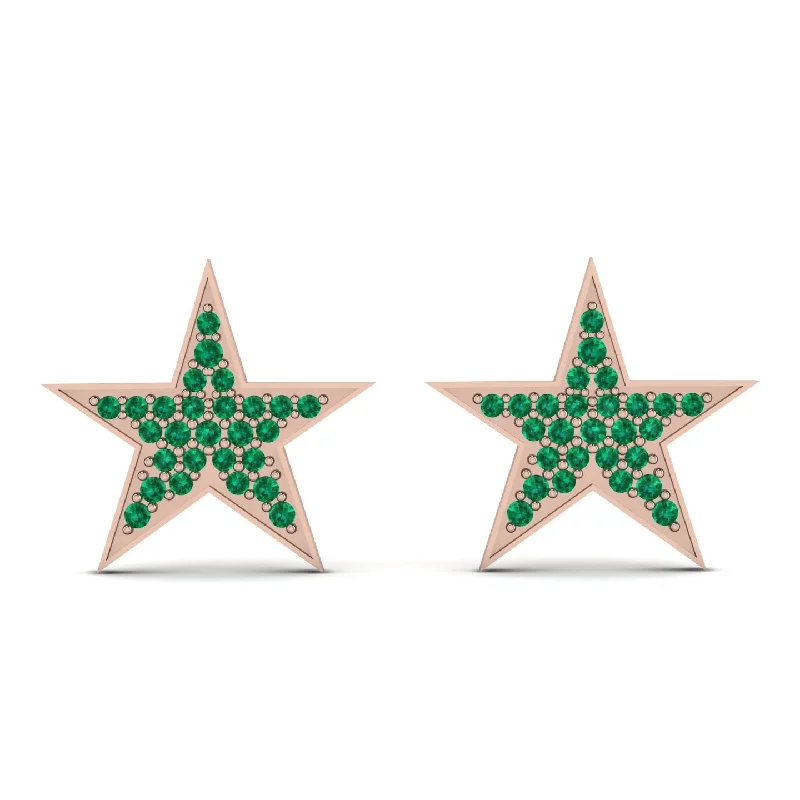 Stylish Diamond Earrings For Elegant Fashion-Star Stud Emerald Earrings - Star No. 5