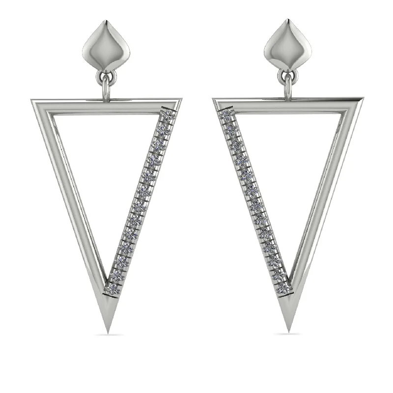 Luxurious Earrings For High-Class Events-Triangle Diamond Stud Earrings - Amiyah No. 3