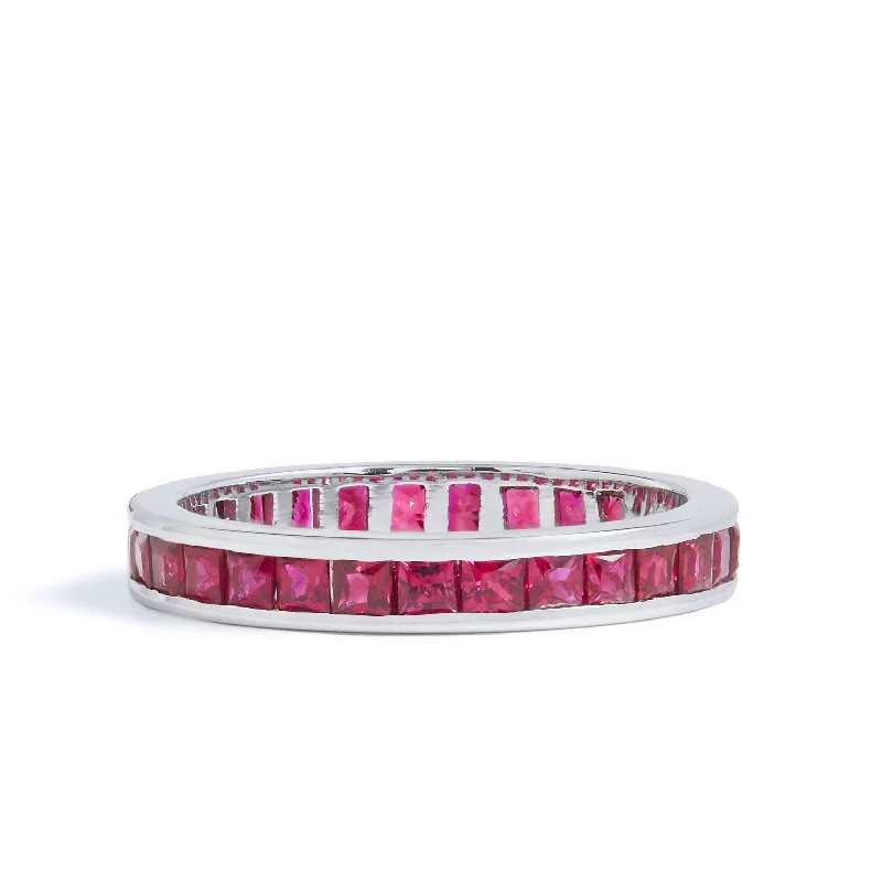 Unique Stackable Engagement Rings For Layered Looks-Ruby Eternity Band