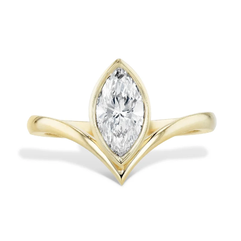 Classic Solitaire Wedding Rings For Elegant Glam-Marquise Diamond Yellow Gold Engagement Ring