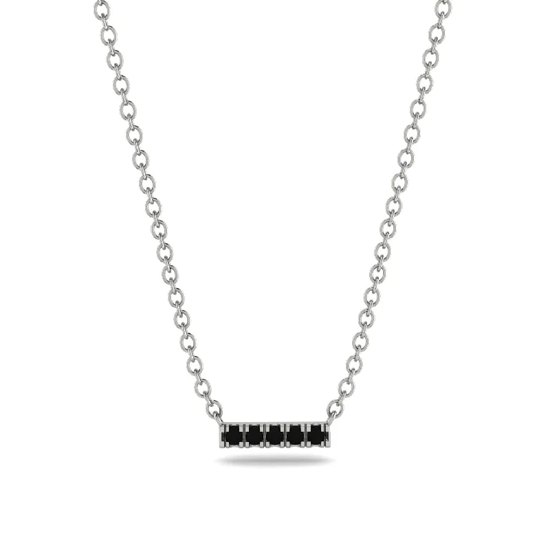 Small Black Diamond Necklace Bar With  - Zahra No. 9