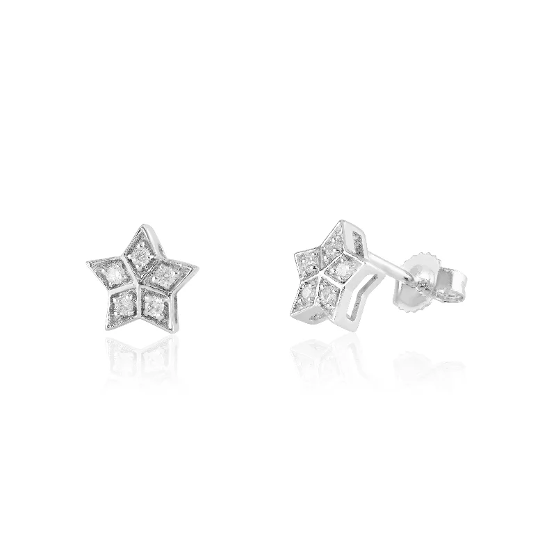 Beautiful Beaded Earrings For Creative Looks-White Gold Diamond Star Earrings