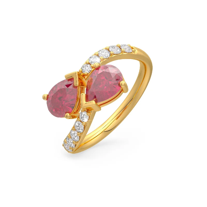 Sparkling Wedding Rings For Elegant Bridal Looks-Ruby Teardrop Ring