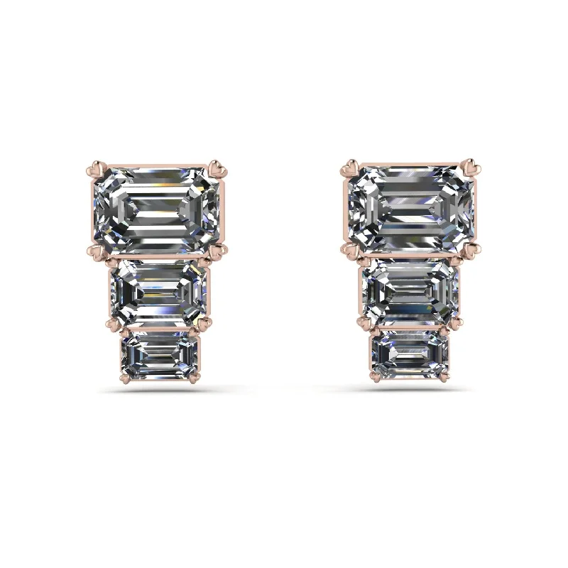 Gold Earrings For Elegant Occasions-Hidden Diamonds Emerald Diamond Earrings - Briella No. 2