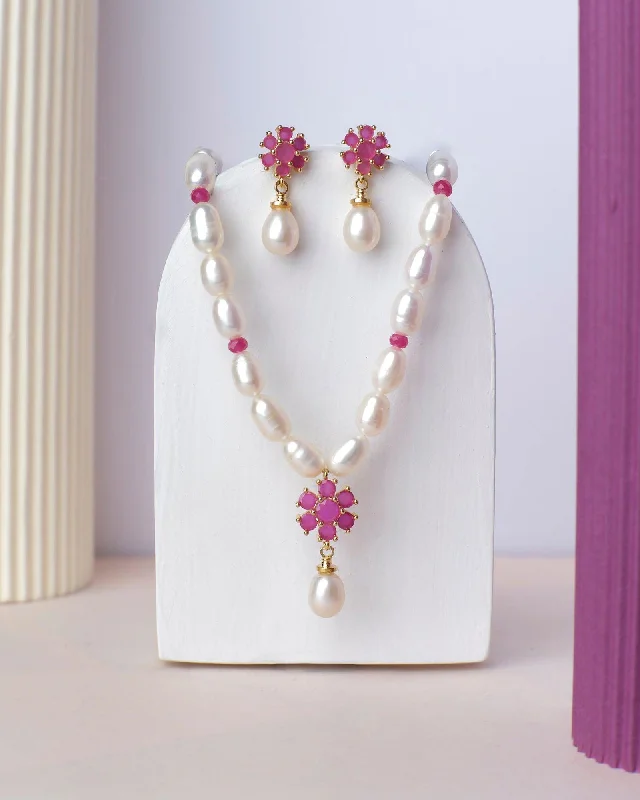 Floral 1 Line Necklace Set