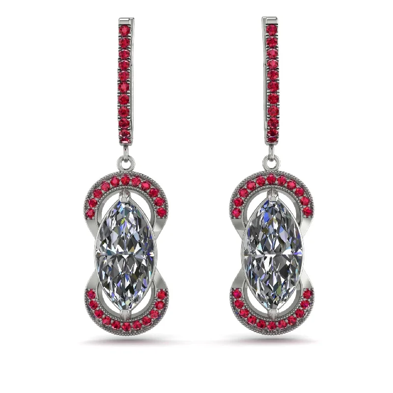 Trendy Hoop Earrings For Young Women-Marquise Vintage Diamond Earrings - Marley No. 48