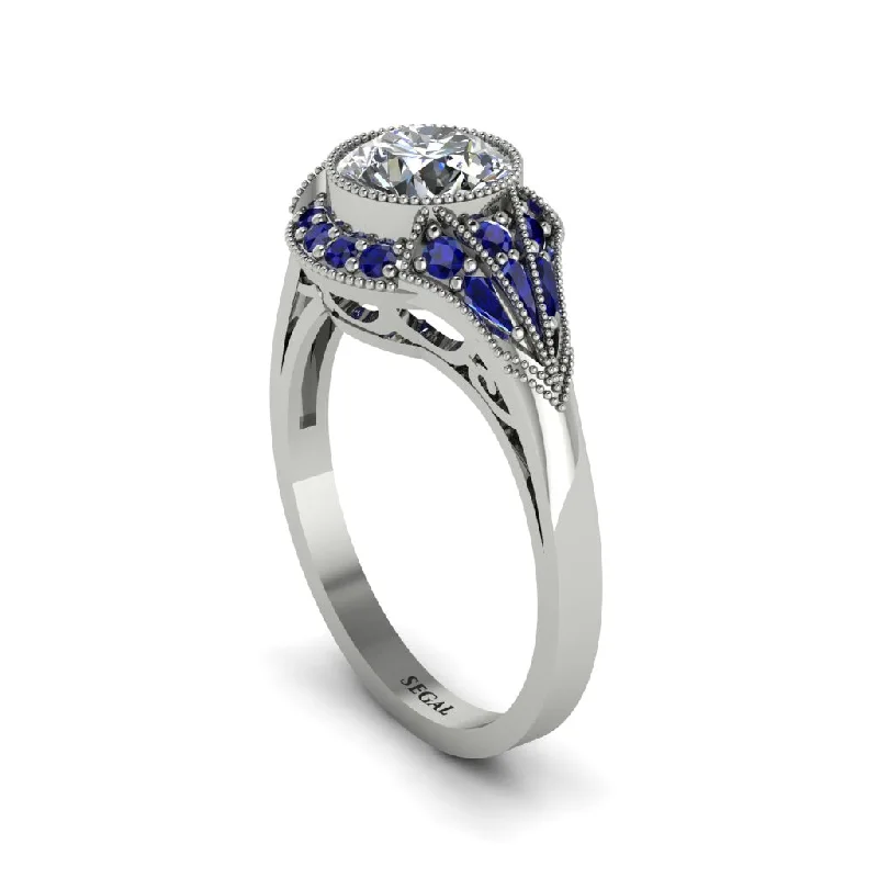 Beautiful Gemstone Rings For Bold Fashion-Sapphire Vintage-Inspired Besel Engagement Ring - Makenzie No. 63